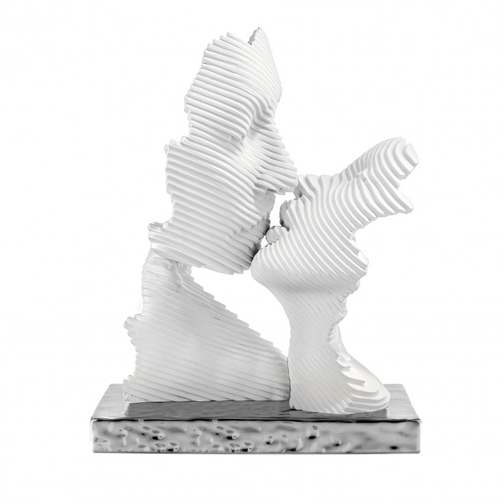 Scultura in marmorino grande con base argento