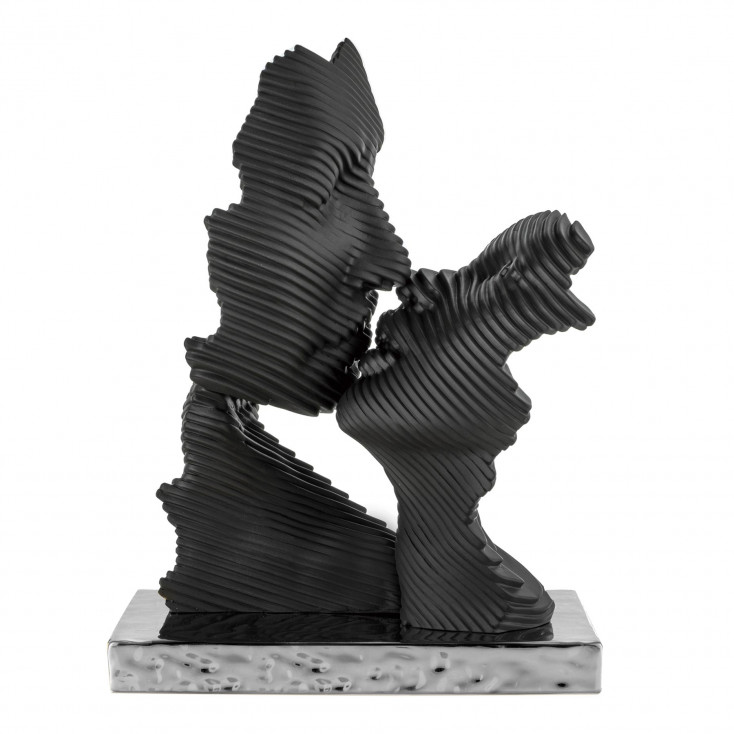 Scultura in marmorino grande con base argento