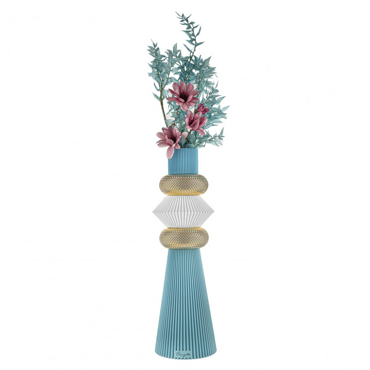 Vaso alto in marmorino con decori geometrici dal design moderno