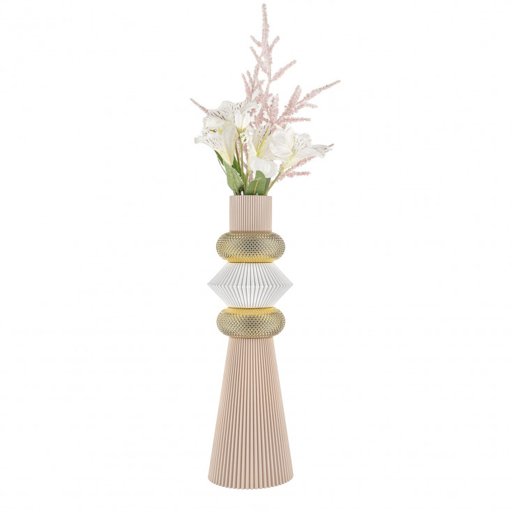Vaso alto in marmorino con decori geometrici dal design moderno