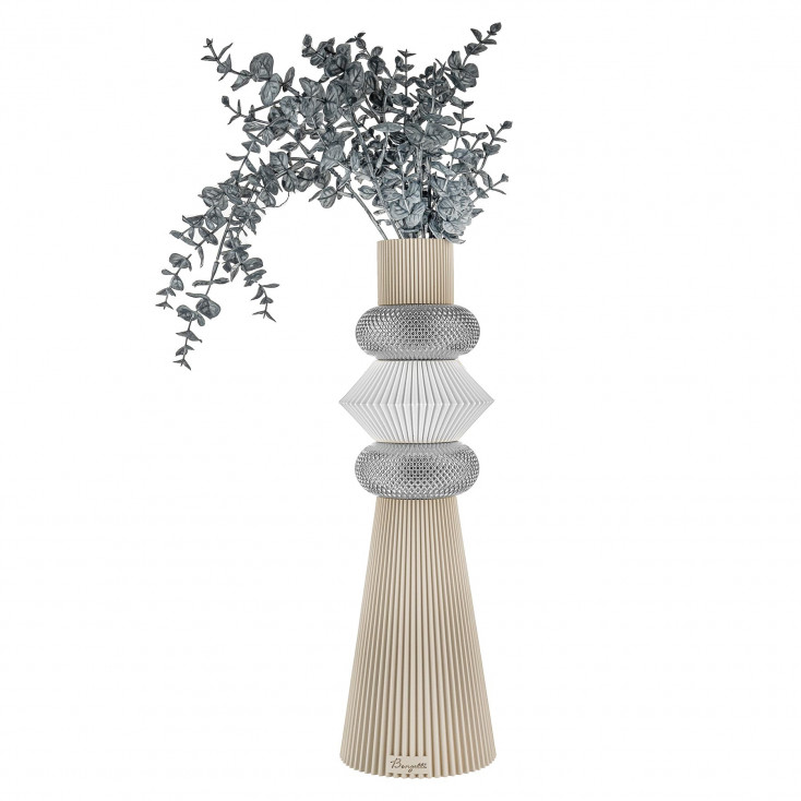 Vaso alto in marmorino con decori geometrici dal design moderno