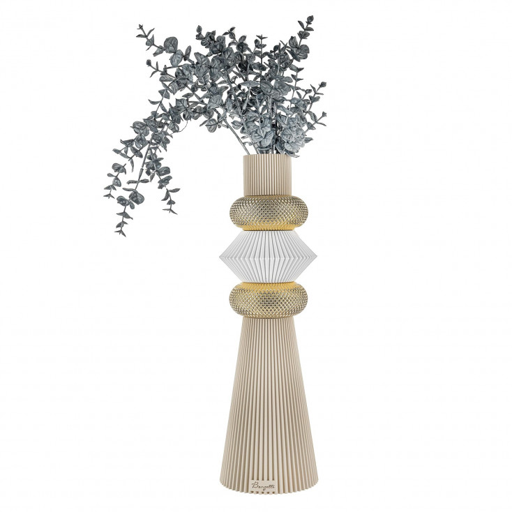Vaso alto in marmorino con decori geometrici dal design moderno