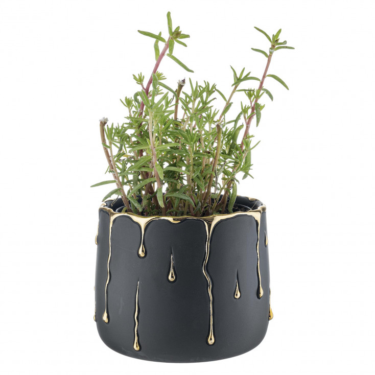 Vaso grande in marmorino con decori a goccia design elagante con piantina
