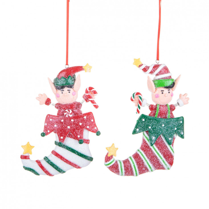 Decorazione per albero set 2 pezzi di calze per camino