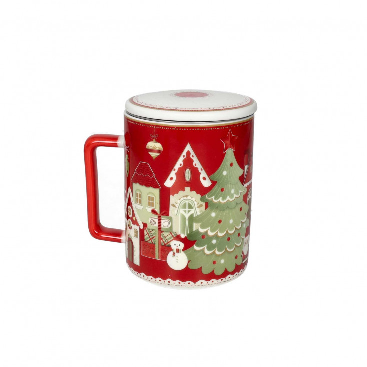 Mug in porcellana per tisana con tappo e filtro
