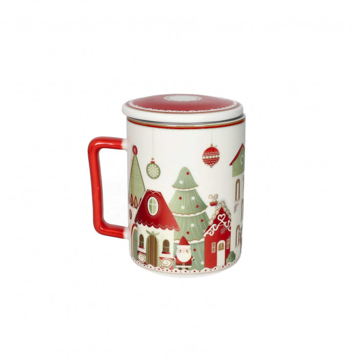 Mug per tisana in porcellana con tappo e filtro