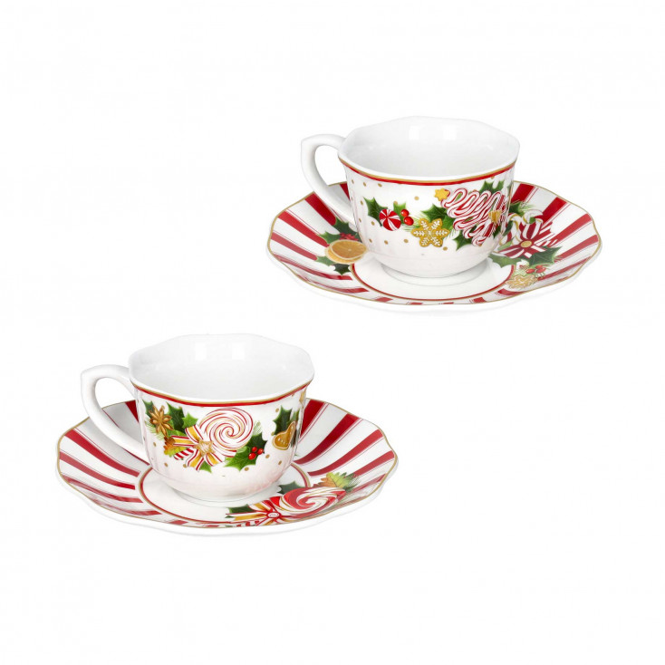 Set 2 tazzine caffè con piattino in porcellana