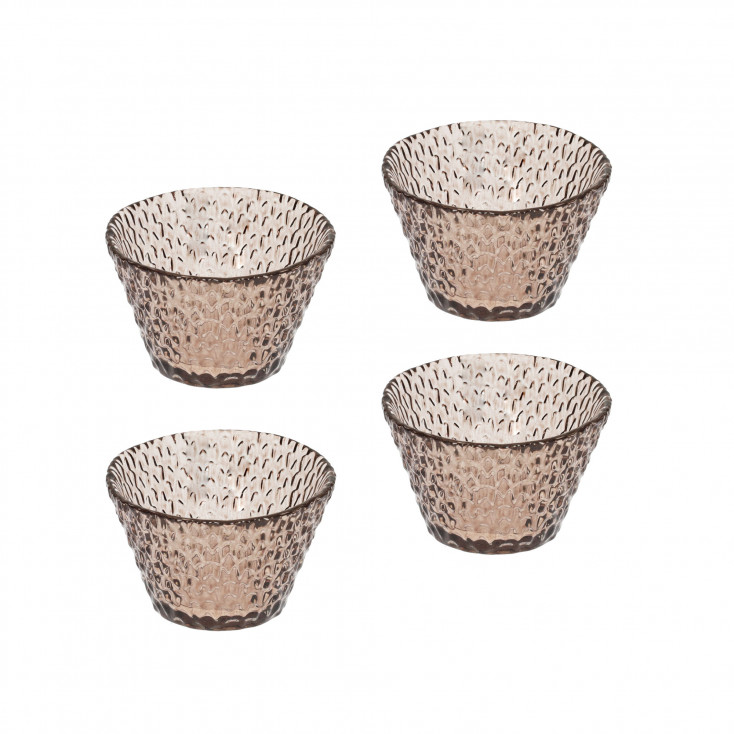 Set 4 pz coppette in vetro dal design moderno ed elegante