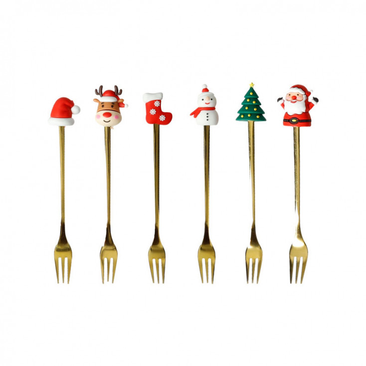 Set 6 forchettine a tema natalizio