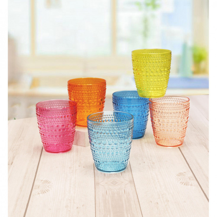 Set 6 pezzi Bicchieri in plastica per acqua con colori assortiti