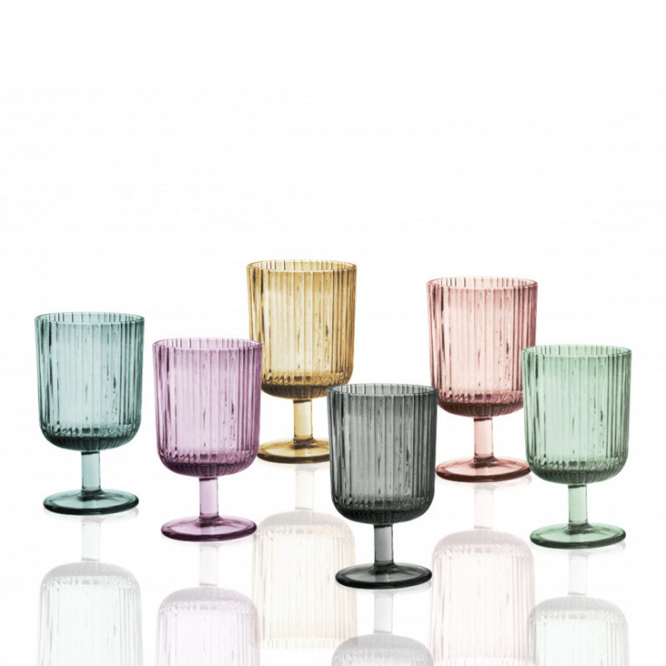 Set 6 pezzi calici in vetro per vino in colori assortiti