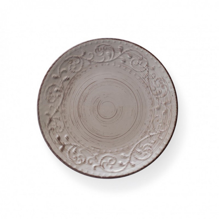 Set 6 pezzi piatti piani in ceramica dalle linee rustiche