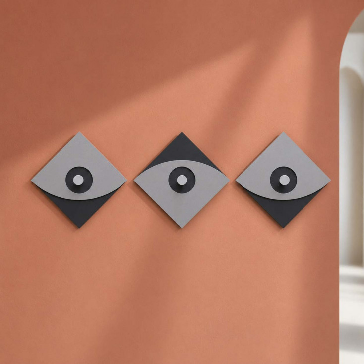 Appendiabiti da ingresso di design con 3 pannelli in legno con ganci