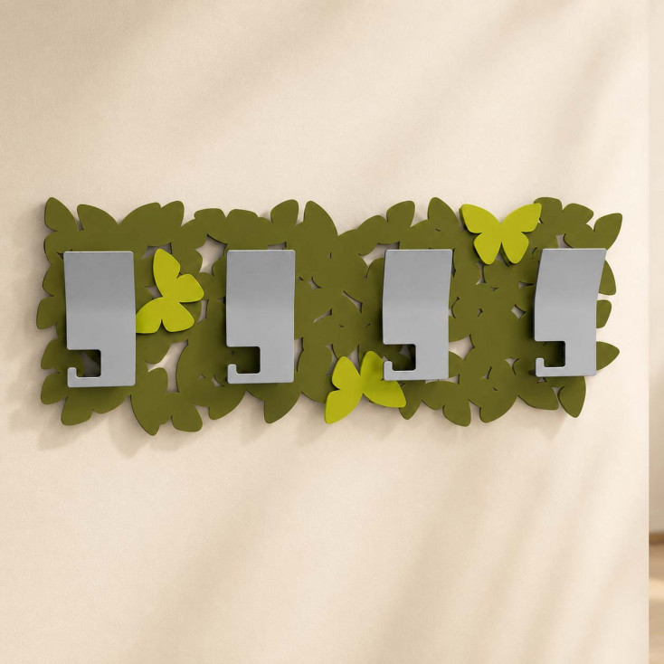 Appendiabiti da muro moderno in legno con farfalle tagliate a laser