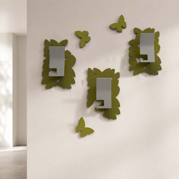 Appendiabiti da parete design moderno con farfalle in legno e 3 ganci
