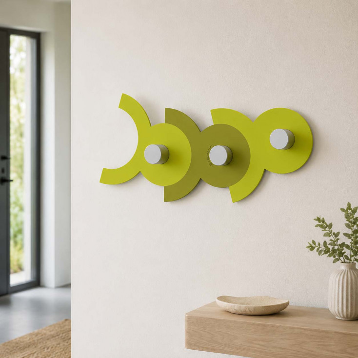 Appendiabiti da parete in legno dal design moderno con 3 ganci in alluminio