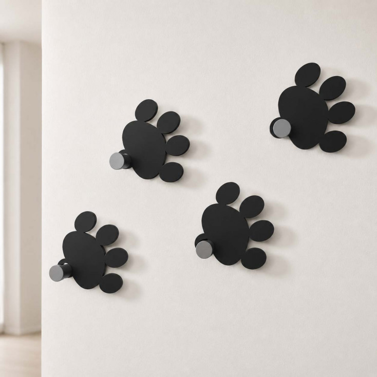 Appendiabiti da parete per camera bambini con orme in legno e 4 ganci