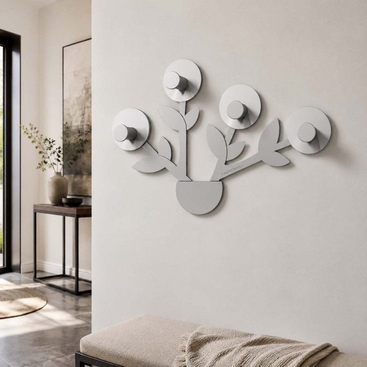 Appendiabiti da parete per ingresso vaso con fiori a 4 ganci