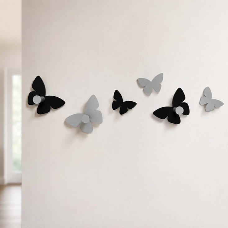 Appendiabiti parete design moderno con ganci a forma di farfalle