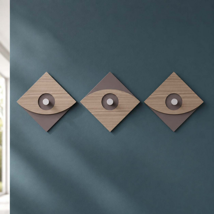 Appendiabiti per ingresso moderno con pannelli in legno e 3 ganci
