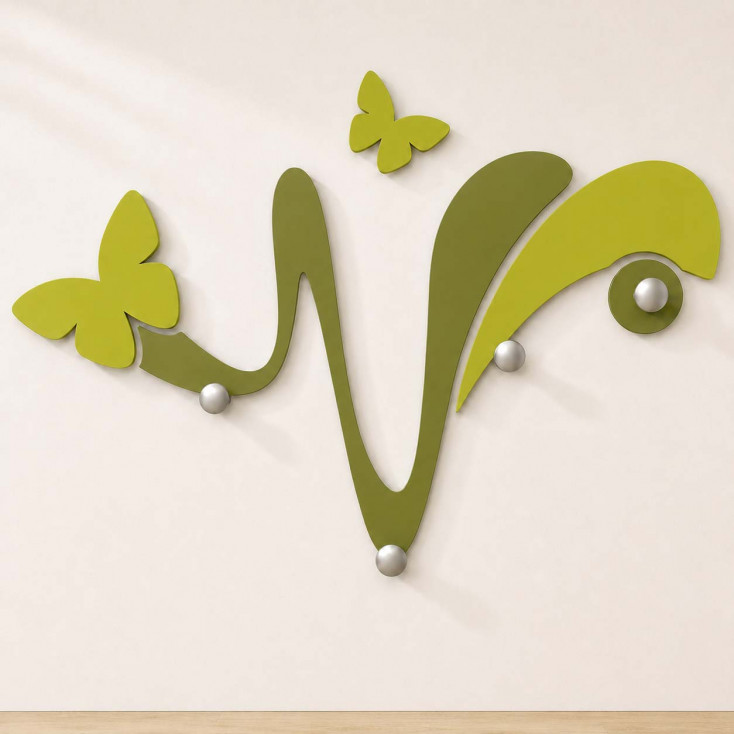 Attaccapanni da muro dal design moderno con farfalle in legno