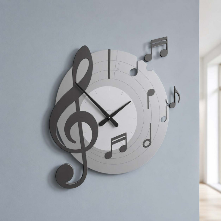 Orologio da parete in legno con note musicali