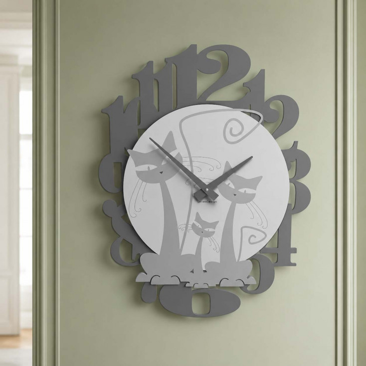 Orologio da parete in legno con gattini