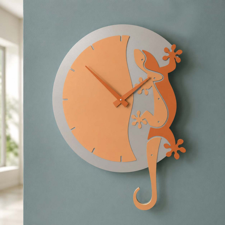 Orologio da parete i legno con geco