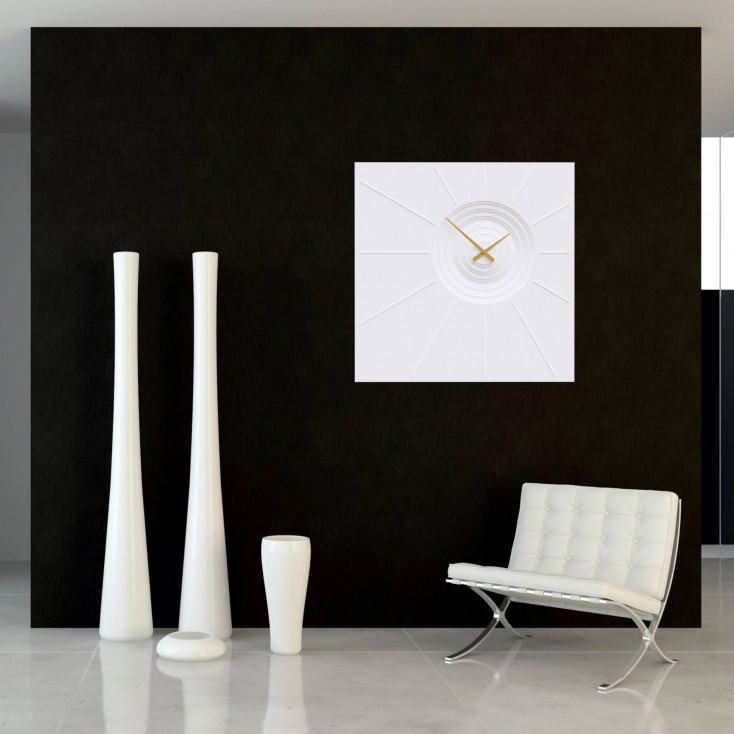 Orologio da parete quadrato di design moderno in legno effetto tridimensionale