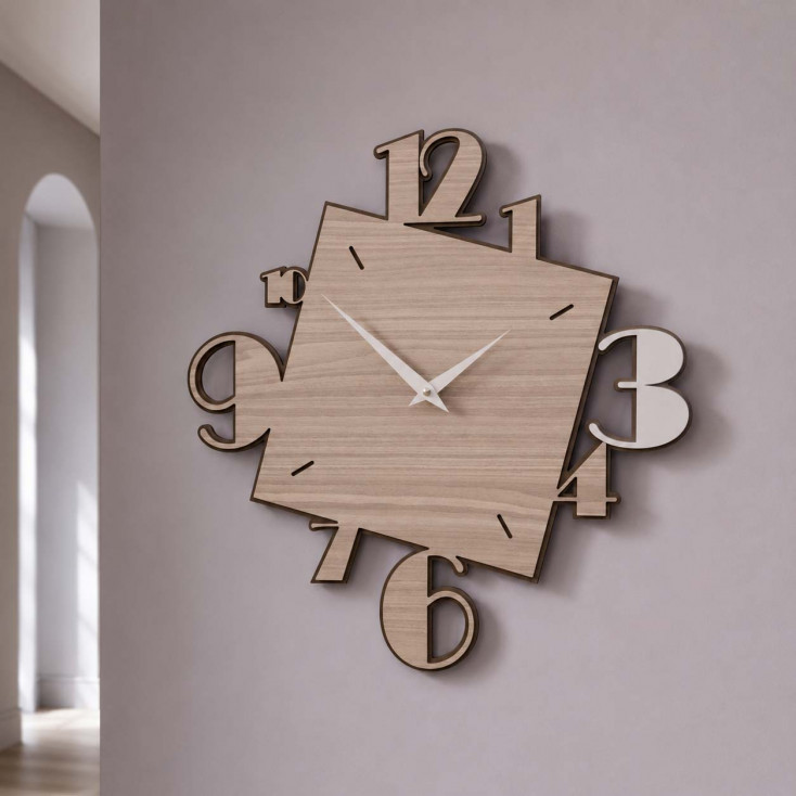 Orologio da parete in legno dal design moderno con quadrante con numeri