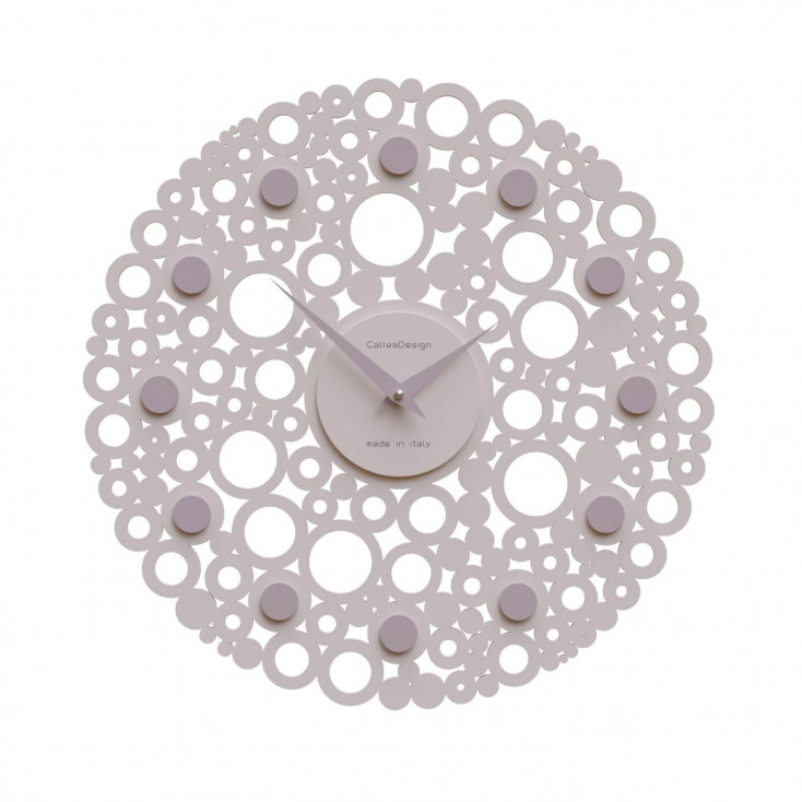 Orologio da parete design moderno in legno con decoro a bolle