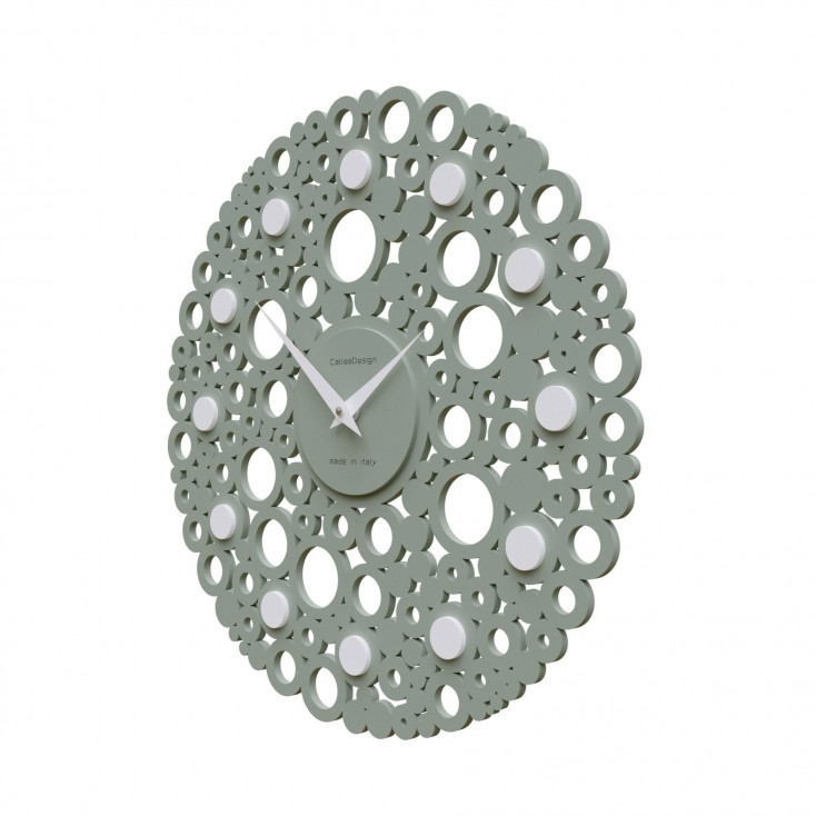 Orologio da parete design moderno in legno con decoro a bolle