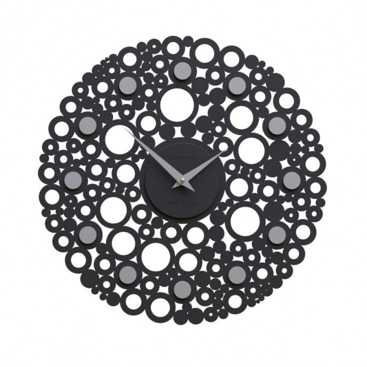 Orologio da parete design moderno in legno con decoro a bolle