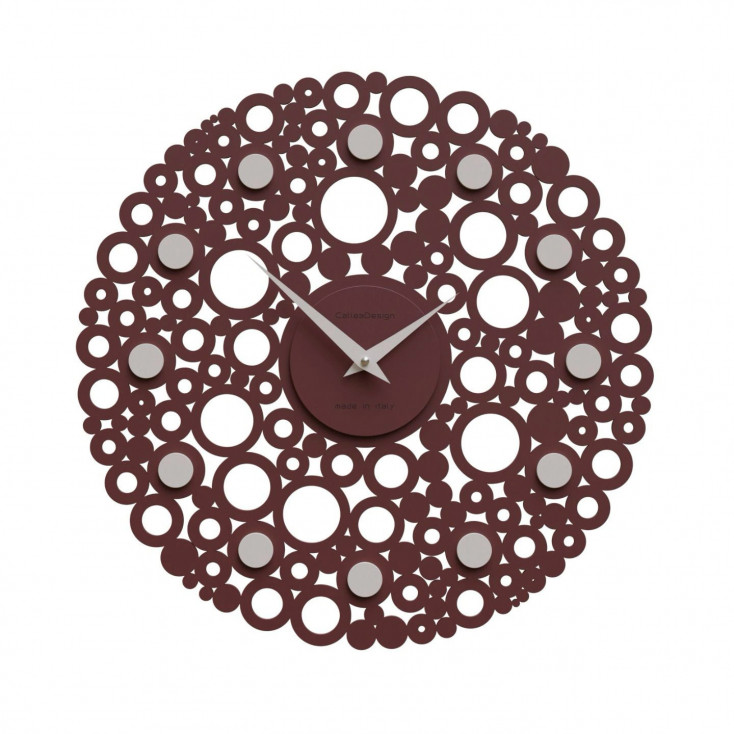 Orologio da parete design moderno in legno con decoro a bolle