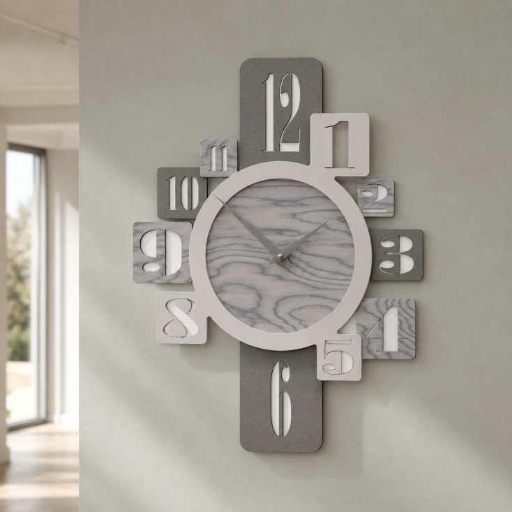 Orologio da parete in legno per cucina o soggiorno di design moderno