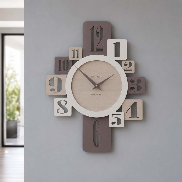 Orologio da parete in legno per cucina o soggiorno di design moderno