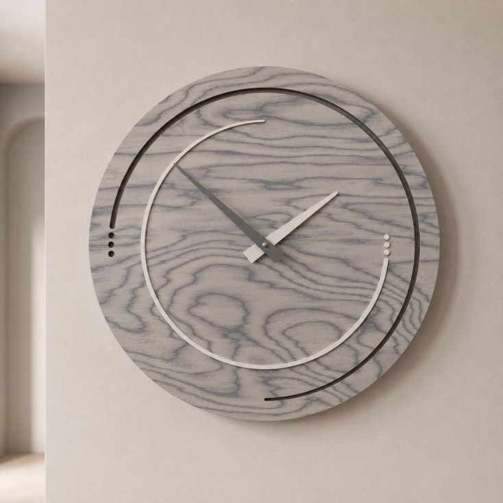 Orologio da parete in legno per soggiorno o cucina di design moderno