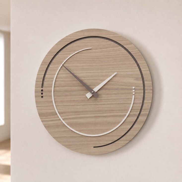 Orologio da parete in legno per soggiorno o cucina di design moderno