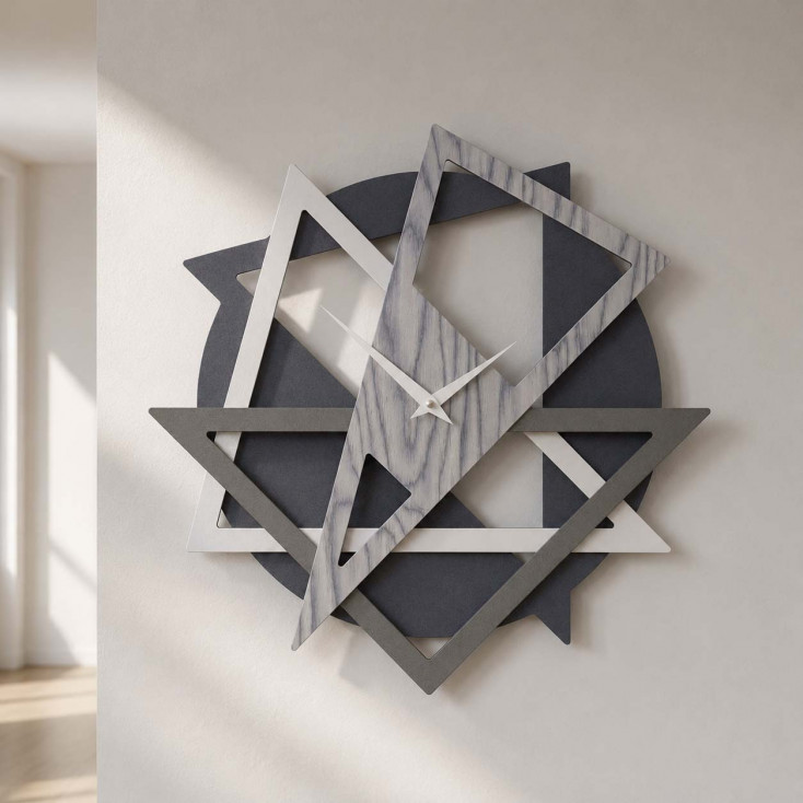 Orologio da parete moderno con forme geometriche da salotto
