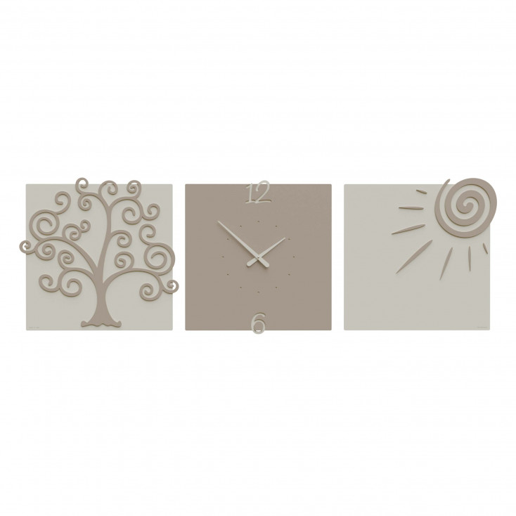Orologio da parete moderno con tre pannelli in legno