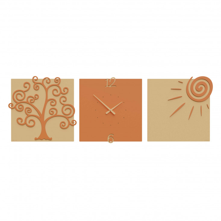 Orologio da parete moderno con tre pannelli in legno