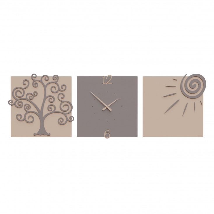 Orologio da parete moderno con tre pannelli in legno