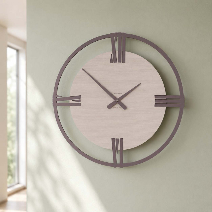 Orologio da parete moderno grande in legno con numeri romani
