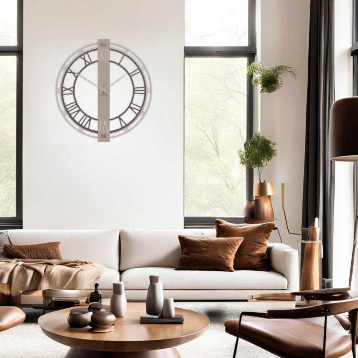 Orologio da parete moderno in legno con numeri romani
