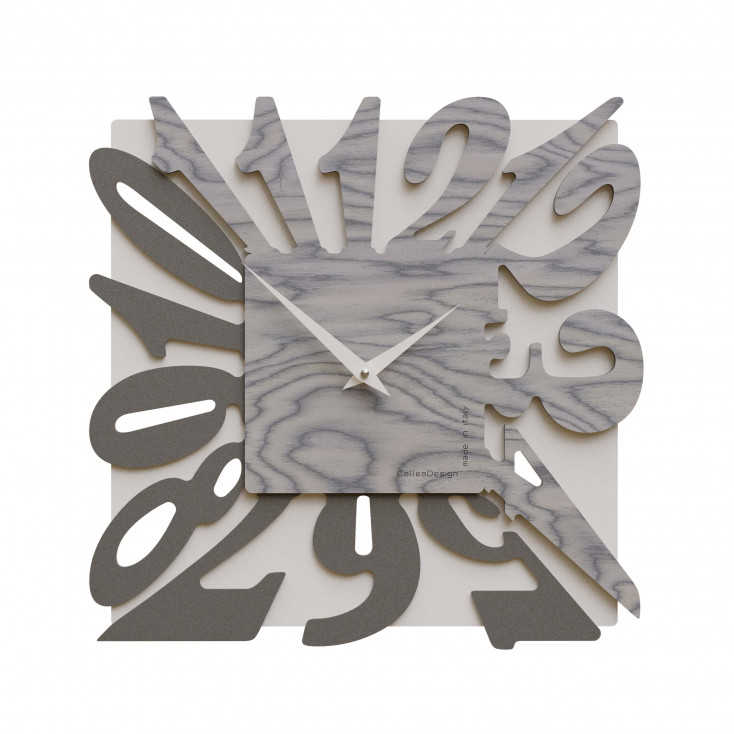 Orologio da parete moderno in legno quadrato con numeri design particolare