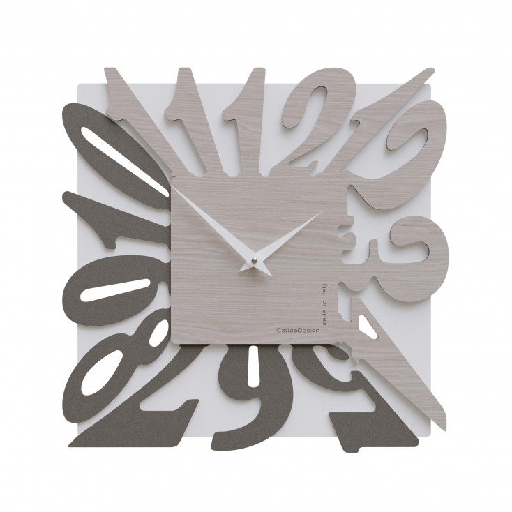 Orologio da parete moderno in legno quadrato con numeri design particolare