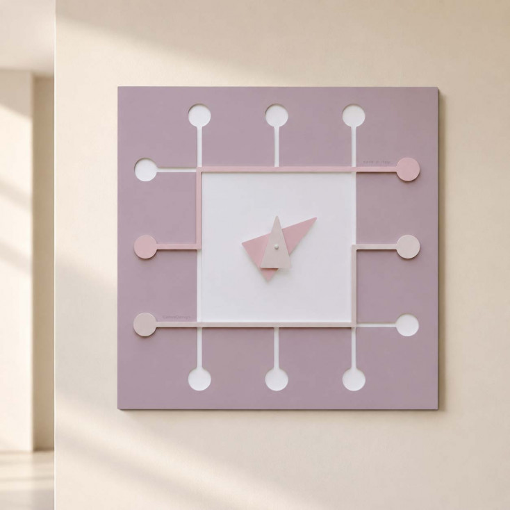 Orologio da parete moderno quadrato in legno con lancette in metallo