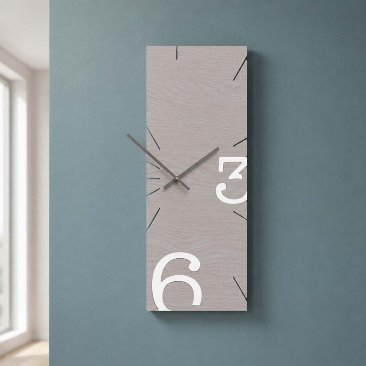 Orologio da parete rettangolare verticale in legno dal design moderno