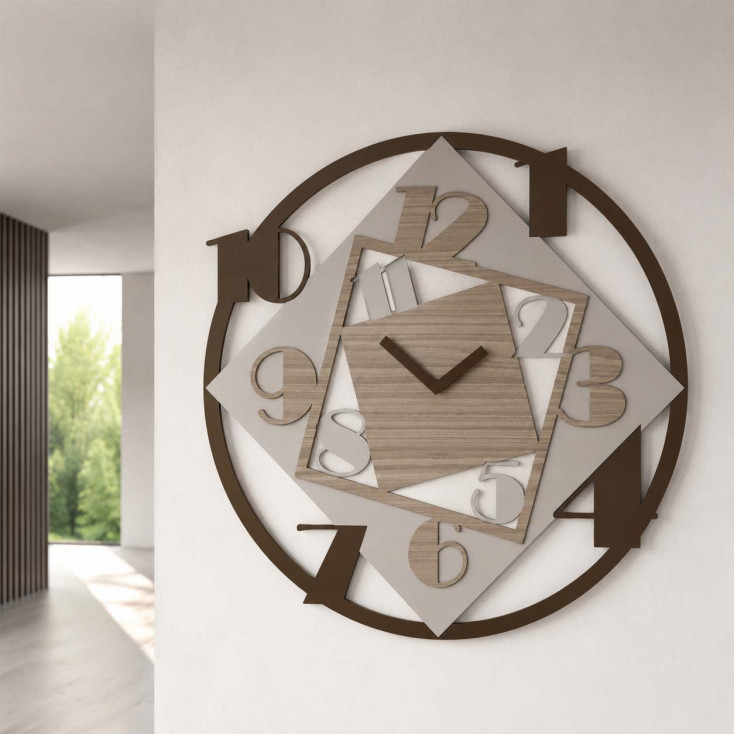 Orologio da parete rotondo di grandi dimensioni in legno dal design moderno