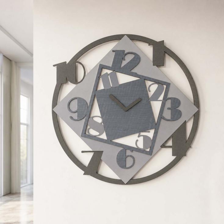 Orologio da parete rotondo di grandi dimensioni in legno dal design moderno